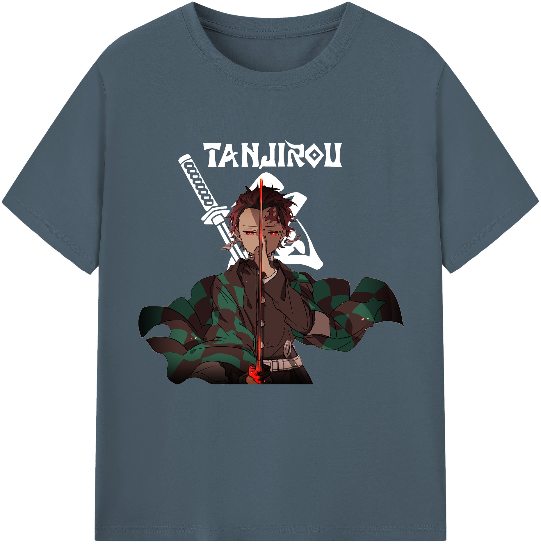 （画像用） 鬼滅の刃 竈門 炭治郎／かまど たんじろう Kamado Tanjirou 綿100％半袖Tシャツ（フロントプリント）
